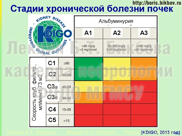 Классификация ХБП КДИГО 2013 года