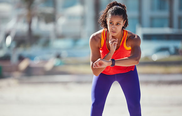 Woman checking heart rate