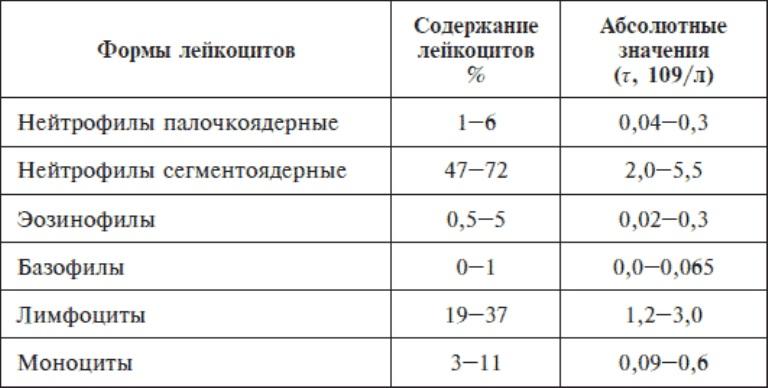 Содержание лейкоцитов в крови