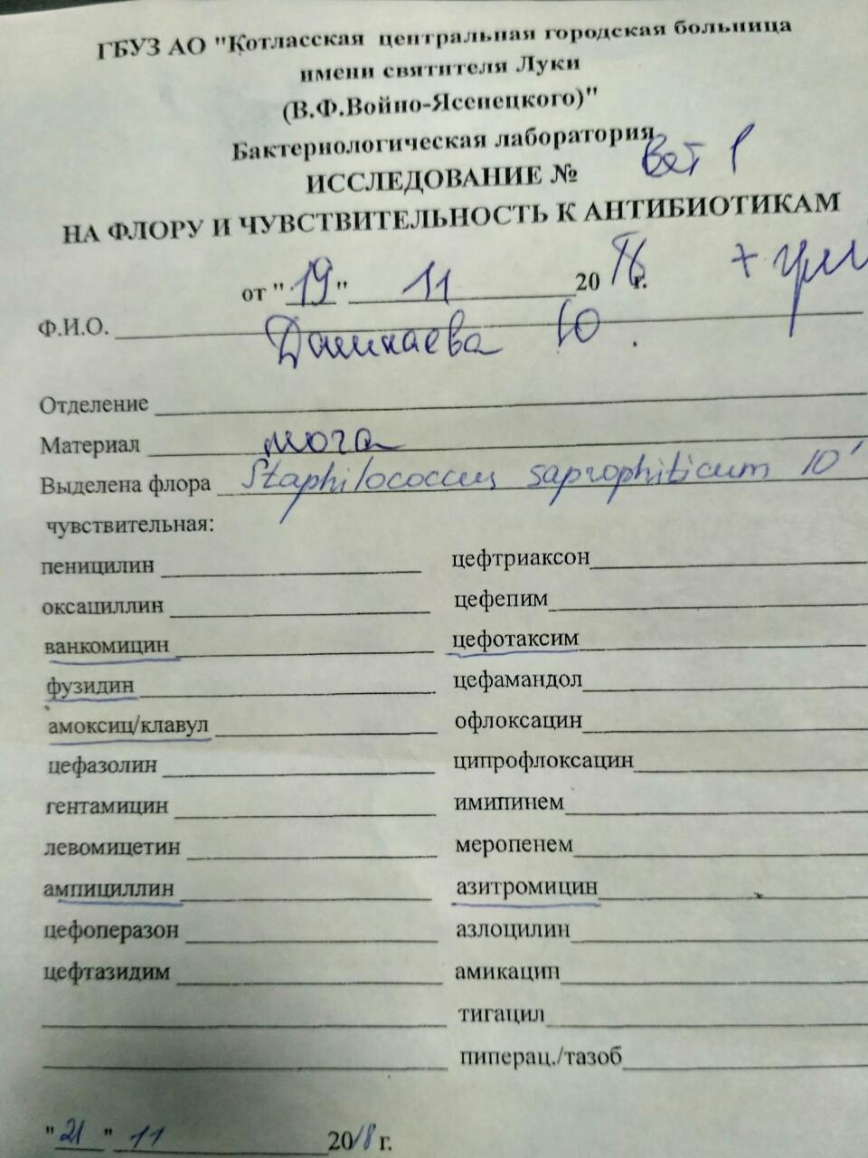 Анализ мочи на посев